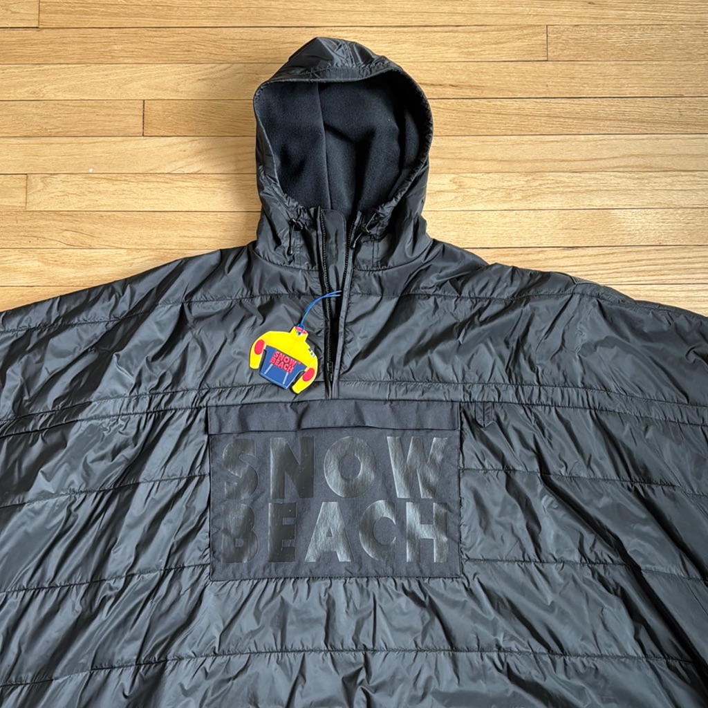 Polo Snow Beach Black Hooded Poncho With Snow Beach Patch